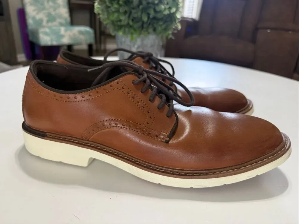 Cole Haan Grand Series Lace Up Oxford Loafer Brown Leather Office Prep Size 10.5